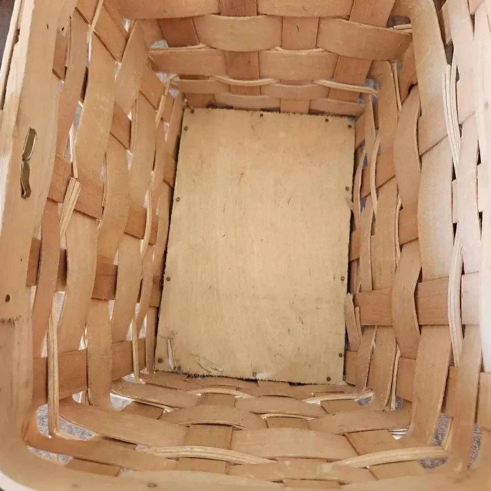 Wooden woven wicker carrying baskets bundle of 3 light brown tan storage organiz